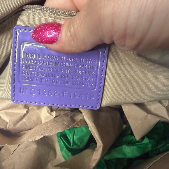 Coach Purple & White Satin Multi-Color Graffiti Tote Bag # C1282-F19419 NWT - Picture 6 of 6